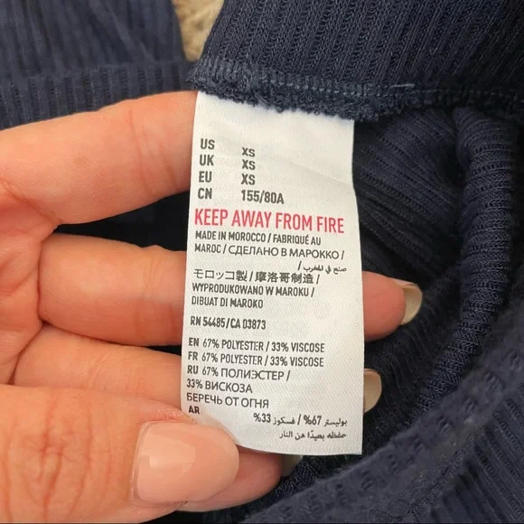 NWOT American Eagle Navy Semi Sheer Ribbed Leggings - Picture 3 of 7